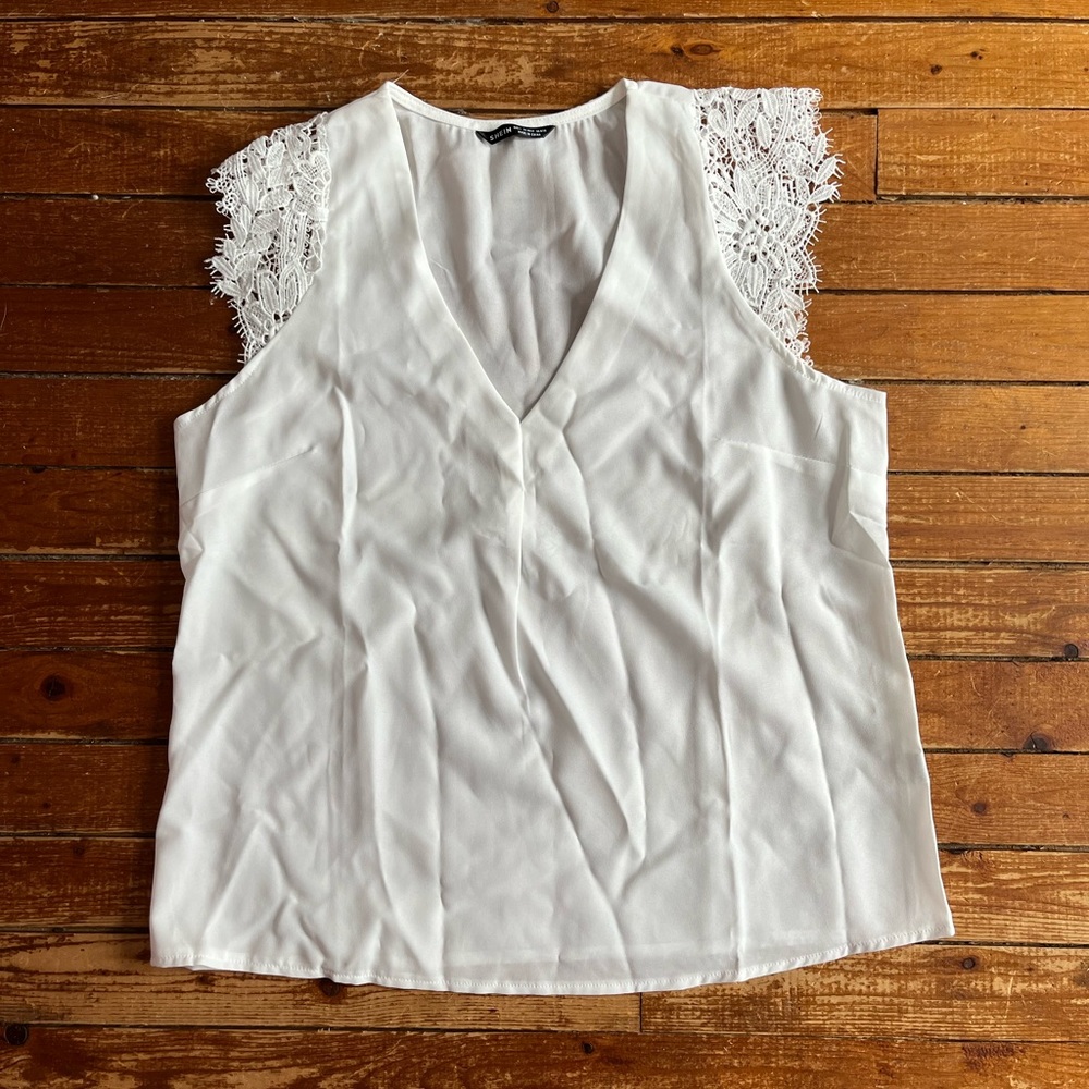 SHEIN white nylon tank top. Size L